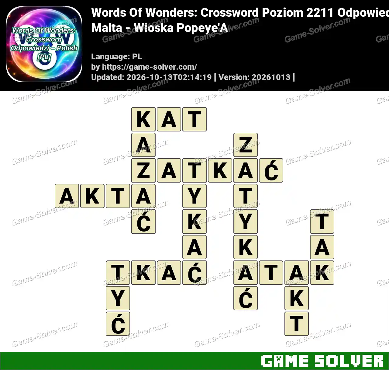 Words Of Wonders: Crossword Poziom 2211 Odpowiedzi – Malta – Wioska Popeye’A